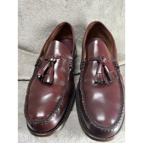 Vtg 60s 70s GH Bass Weejuns Men’s 12 C Oxblood Leather Tassel loafers Made USA - Picture 1 of 13